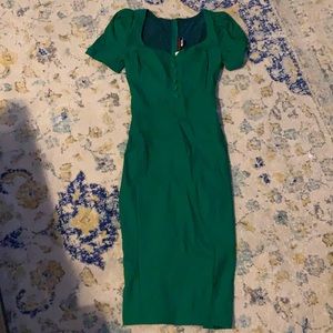 NWT ELIZA WIGGLE DRESS IN KELLY GREEN STRETCH BENGALINE